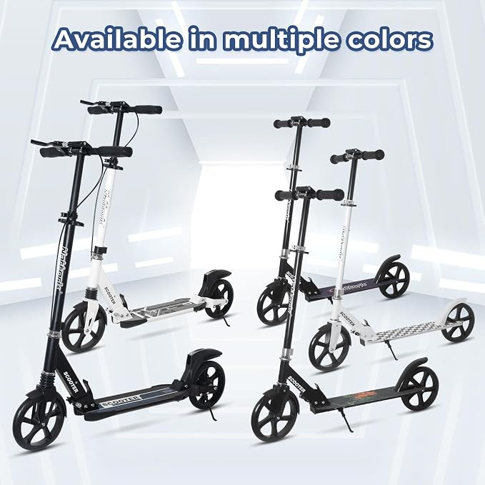 Nattork Scooter for Kids 6+, Teens & Adults - Max Load 220LB, Foldable, Lightweight, Adjustable Height, 8-Inch Wheels Kick Scooter for Boys Girls