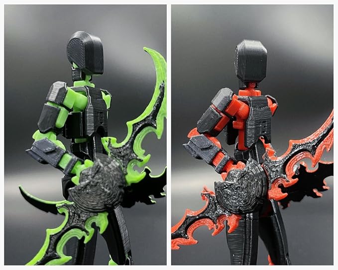 T13 New Action Figure Set (Assembly Completed), 3D Printed Multi-Jointed Movable Titan 13 Dummy Lucky 13 Mobile Robot, Nova 13 Action Figures Desktop Decorations for Game Lovers Toy (Black Red Green）