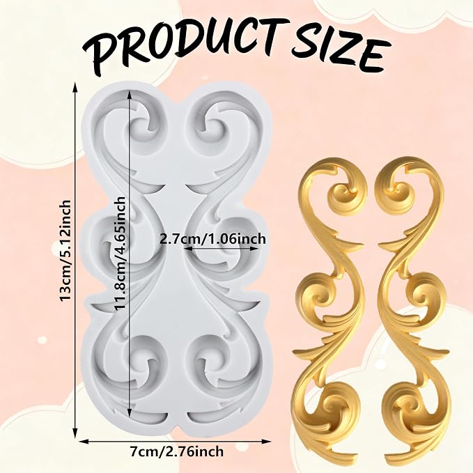 Baroque Relief Polymer Clay Mold Scroll Relief Lace Silicone Molds for DIY Craft Epoxy Resin Casting Polymer Clay Tools Crafts Air Dry Jewelry Making