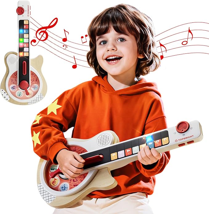 TOP BRIGHT Montessori Busy Board (Wooden Kids Guitar)