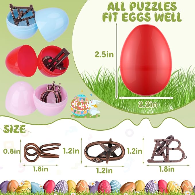 16 Pack Easter Eggs Filled with Brain Teaser Puzzles Toys, Easters Basket Stuffers for Kids Teens Adults, Easters Egg Fillers for Kids Boys Girls, Easter Eggs Hunt Game, Classroom Prize Supplies