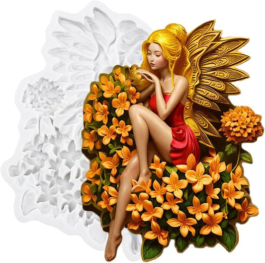 3D Flower Fairy Polymer Clay Molds Butterfly Fairy Silicone Mold for DIY Crafts Epoxy Resin Casting Polymer Clay Tools Craft Air Dry Jewelry Making