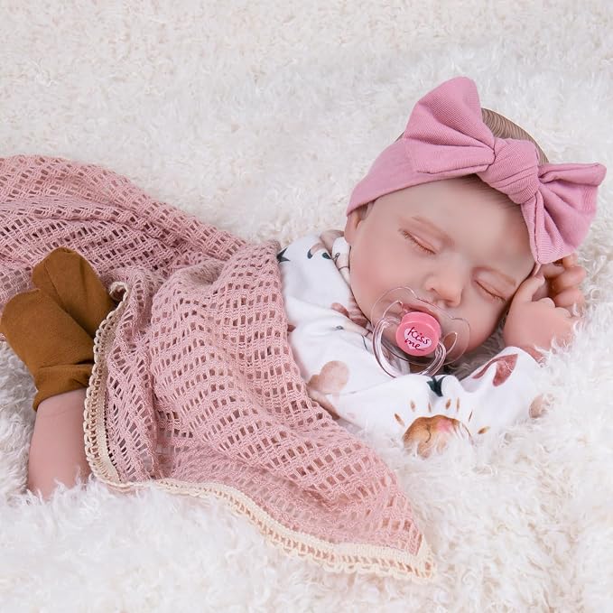 Aori Lifelike Reborn Baby Dolls Real Life Realistic Baby Dolls 20 '' Sleeping Newborn Baby Girl with Rainbow Doll Clothes for Girls 3+