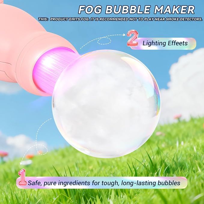 Fog Bubble Wand, Elastic Fog Bubble Machine for Kids, Pink | Creates fog-filled elastic bubbles for parent-child play, outdoor fun and simple science-style interaction.