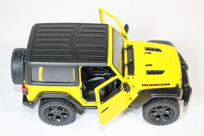 KiNSMART - Jeep Wrangler Rubicon Off Road 4x4 5 inch 1:34 Scale Die Cast Model Replica Toy Car (Yellow Hardtop)