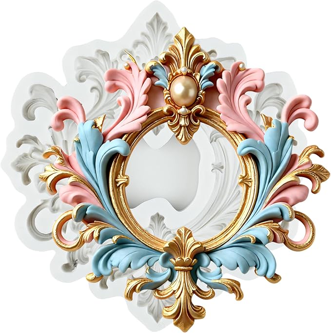 Vintage Photo Frame Polymer Clay Molds Baroque Picture Frame Silicone Mold Baroque Frame Mold for Jewelry Making Epoxy Resin Casting Air Dry Polymer Clay Craft