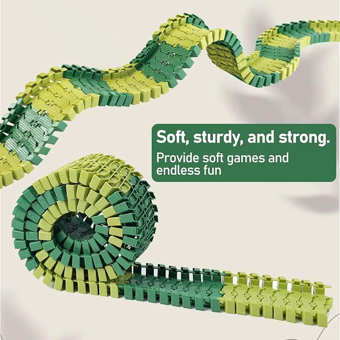 GIAT 96 Pcs Dinosaur Car Track Expansion Kit – Birthday Gift for Boys & Kids Ages 3 4 5 6 7, Compatible with Most Dino Flexible Tracks, Add-On Accessory Toy for Building Dinosaur Raceway