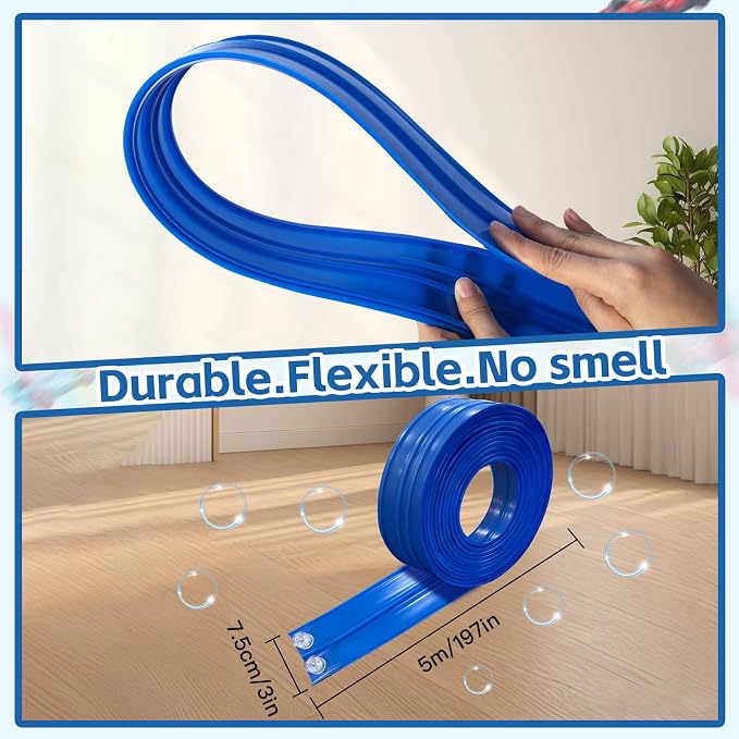 Flexible Race Track 16.5 Ft for Kids - Race Car Ramp Track with Suction Cups, Compatible with 1:64 Scale Diecast Cars, Includes 8 Racing Cars, Portable Toy Play Set Gift for Boys Girls Ages 3-8, Blue