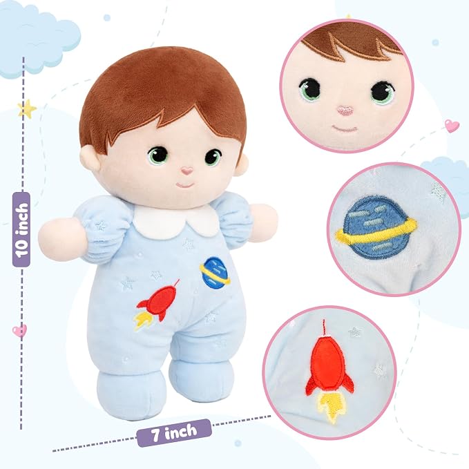 Soft Boy Baby Doll 10" Ocean Blue - My First Baby Rag Doll, Birthday Toys for 1 Year Old Boy, Ideal Gifts for 1 Year Old Boy & Baby Boy, Snuggle Buddy for Infants & Toddlers