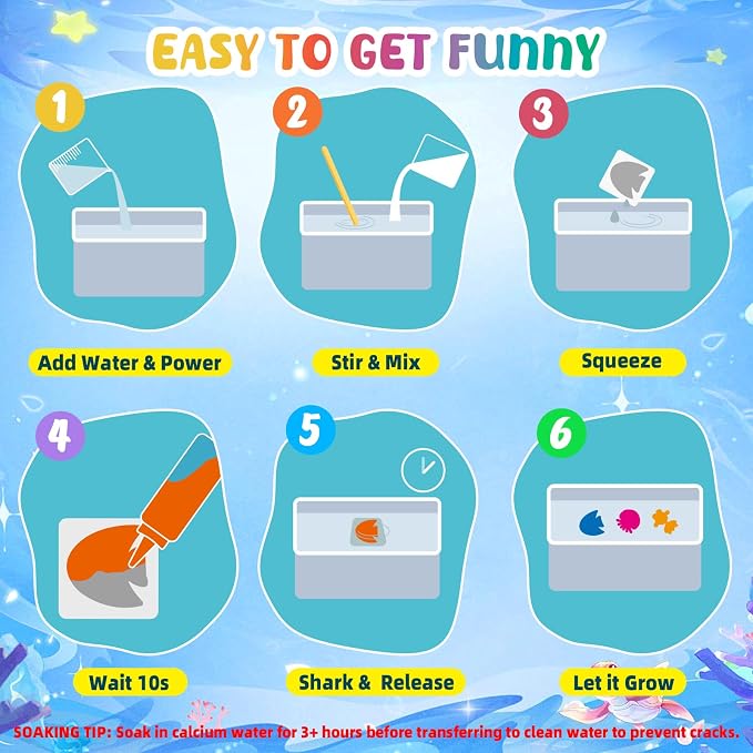 Shabebe Magic Water Elf Toy Kit– 10 Magic Gels & 8 Sea Creature Molds, DIY Aqua Fairy Water Gel Crafts Toy, Make Water Pets & Squishy Figures, Fun Birthday Gift for Kids Ages 3+