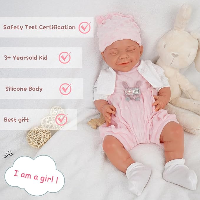 Girl 18 Inch, Silicone Reborn Baby Dolls, Realistic Baby Doll, Not Vinyl, Posable Newborn, Reborn Baby Dolls Silicone Full Body