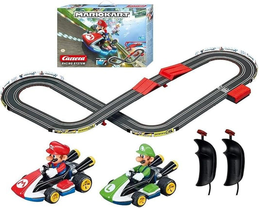 Carrera GO Mario Kart Slot Car Race Track Set - Battery Powered (Ages 5+) | Battery-powered slot car track, Mario Kart toy for kids 5+, includes Mario & Luigi cars, jump ramp, 14.1-ft track