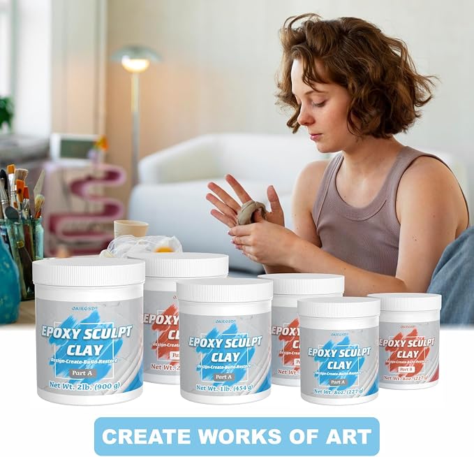 2 Pound Black Epoxy Putty Sculpt Clay, 2 Part (A & B) Modeling Compound for Sculpting, Modeling, Building, Repairing, Self-Hardening Epoxy Clay Easily Repairs Metal, Wood, Tile, Ceramics, Plastic