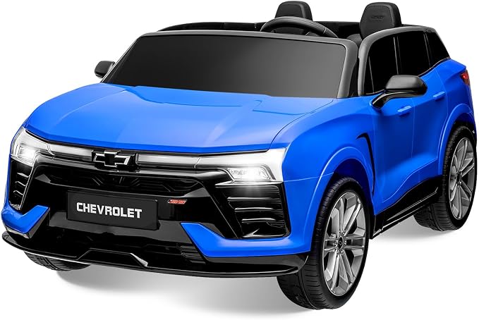 2-Seater 24V Electric Car for Big Kids, Licensed Blazer Chevrolet Ride on Car w/Parent Remote Control, Music, Headlights & Spring Suspension, Battery Powered Ride-on Toy for Kids Ages 3-8, Blue