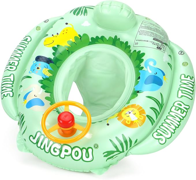 Inflatable Baby Swim Safe Seat Float Ring Toddler Pool Float with Seat Boat Inflatable Ride-on Swimming Pool Toys for Kids Outdoor