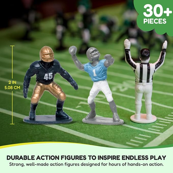 Kaskey Kids Football Guys, Navy Gold vs. Gray Blue, 30 Pieces in Each Set, Includes 2 Teams, Accessories, and Travel Storage Case, Nostalgic Sports Action Figures for Imaginative Play, Ages 3 and Up