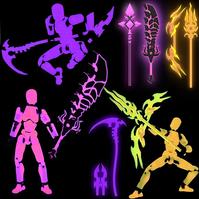 Glowing Titan 13 Action Figure Set Already Assembled, Dummy 13 3D Printed Action Figures with Weapons Accessories T Lucky Robo 13 Nova 13 Action Figures, Figura de acción 13 (3-Colors-B)