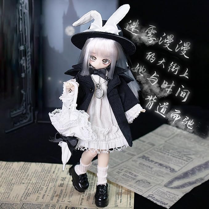 BJD Dolls 9" BJD Doll 1/8 Ball Jointed Doll Dress Up Dolls Collectible Figures Collection Gift Toys for Party Birthday Ages 15 and Up PVC & ABS Costume Included, Lit Mists Fill the Air