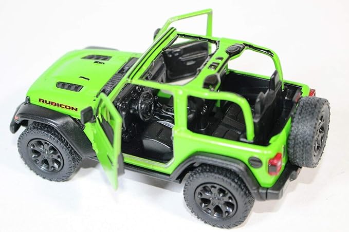 KiNSMART - Jeep Wrangler Rubicon Off Road 4x4 5 inch 1:34 Scale Die Cast Model Replica Toy Car (Green Opentop)