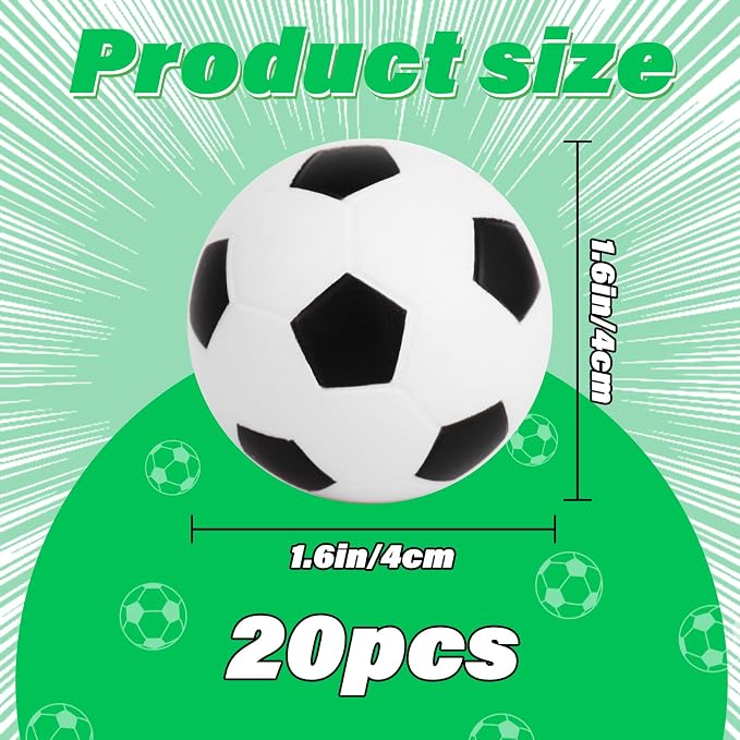 Mini Soccer Stress Balls 20 Packs Mini Soccer Foam Small Foam Squeeze Anxious Toy Sports Stress Ball for Kids School Carnival Reward Football Party Decorations Supplies