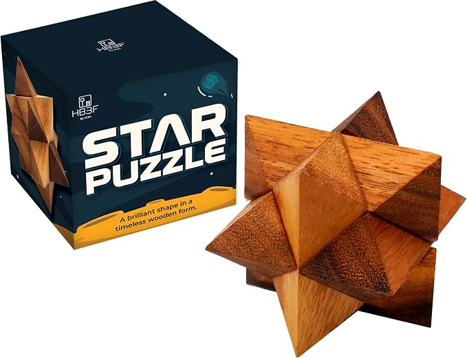 BSIRI Adults Games Gifts Wooden Star Cube Puzzle Game Brain Teasers of the Logic Game Adults Seniors and Teen to Challenge Puzzles for Fun Entertaining Things and Fun Tools of Parents