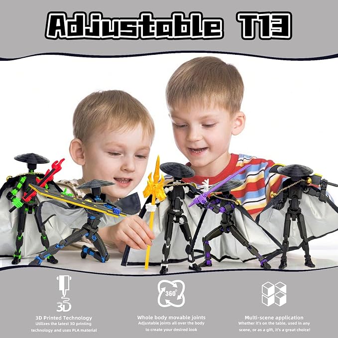 T13 Assembly Completed Action Figures,T-13 Action Figure, Robo 13 3D Printed Action Figure - The Ultimate Hero for Action-Packed Playtime,5.2 Inch, Black