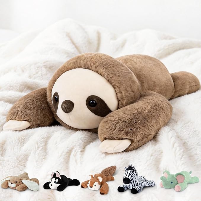 Niuniu Daddy 20" | 3.3 Pound Weighted Sloth Stuffed Animal Plushie for Adults & Kids, Large Weighted Lap Pillow for Comfort, Soft Sensory Stuffy Toy as Gift for Holidays