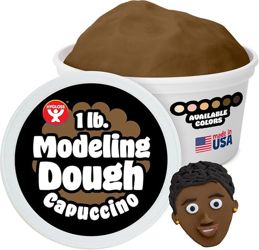 Hygloss Play Modeling Dough for Kids – Multicultural Skin Tones – Safe & Non-Toxic Sensory Dough for Arts & Crafts – Play Clay for Toddler Activities, Preschool Classroom Must-Haves (1 lb, Cappuccino)