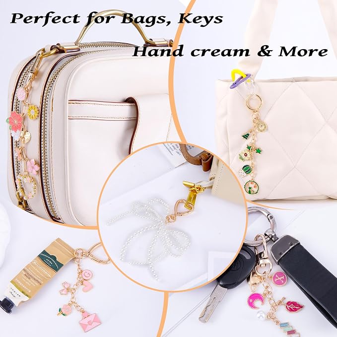 Wurosi 544Pcs Charms Lip Gloss Keychain Making Kit, Bag Charm Kits with Key Chain Hooks, Charms, Chains, Jump Rings, Lobster Clasps, Plier, Gift Bags & Tools, DIY Craft Supplies