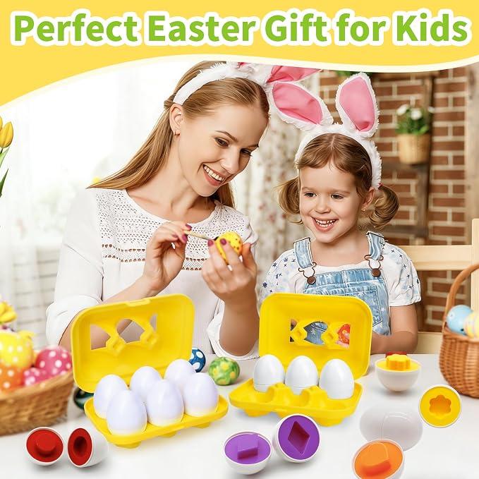 WEEJOYGAM Matching Egg Toys for Toddlers 1-3, Toddler Montessori Toys for 1 2 3 Year Old Girl Boy Birthday Gift, Learning Color Sorting Shape Sorter Puzzle Game Preschool Educational Fine Motor Skills