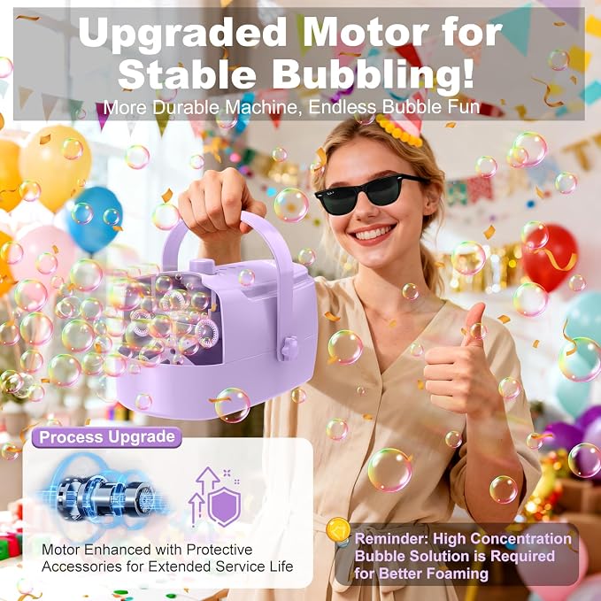 Bubble Machine Automatic Bubble Maker: Durable Bubble Blower 18000+ Big Bubbles Per Minute for Indoor Outdoor Wedding Birthday Party - Portable Bubble Machine for Kids Toddlers