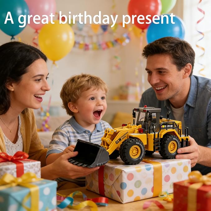 Construction Trucks Toy 1:40 Semi-Alloy Simulation Model Lights & Sounds Educational Engineering Vehicle for Kids Bulldozer