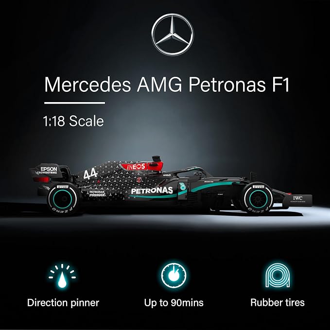 Voltz Toys Authentic Licensed 1:18 Mercedes-Benz F1 W11 Remote Control Car - F1 Collection RC car Series for Kids and Adults - 2.4GHz RC Car for Gift (1:18 Mercedes-Benz F1 W11)