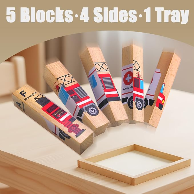 4 in 1 Montessori Wooden Puzzle Toy for Toddlers Ages 2 and Up – Educational Toys for Kids, Toddler Puzzle Toy for Early Learning & Fine Motor Development-Transportation