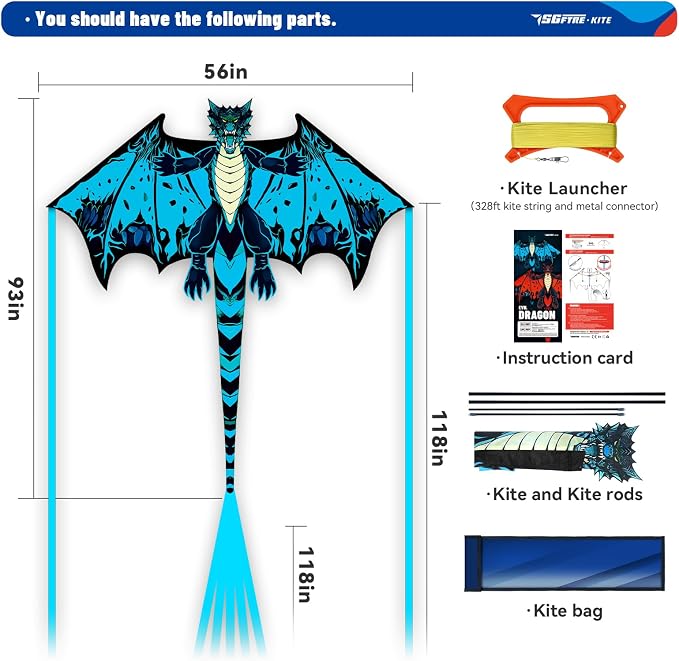 SGftre Complete Kite with Handle, Line & Accessories,Easy to Fly for Kids & Adults, Perfect for Beach, Park, Family Outdoor Activities