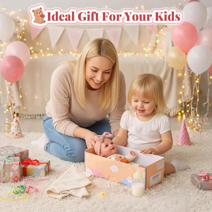 BABESIDE Baby Doll Girl - 12-Inch Realistic Baby Dolls Real Life Full Vinyl Toy with Accessories for 3+ Year Old Girls – Perfect for Pretend Play, Ideal for Birthday, Christmas