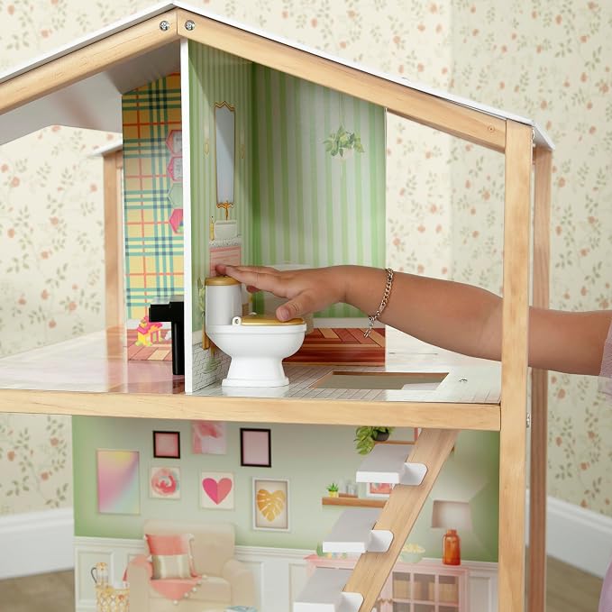 Delta Children Moveable Mansion Dollhouse - 360-Degree Play Dollhouse with Wheeled Base - Includes 16 Accessories - Fits 12-inch Dolls - Pretend Play Dream Gift for Ages 3+