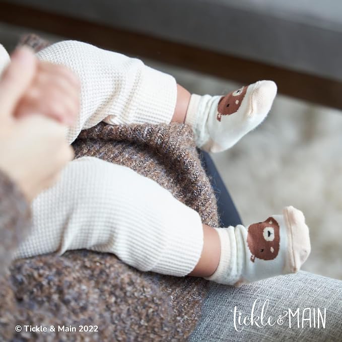 Tickle & Main Registry Gift Set - 5 Pieces, Forest Friends, 0-12 Months - Baby Socks Newborn & Hello Forest Board Book - Newborn Set, Gender Neutral