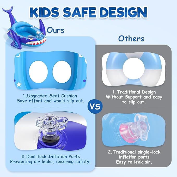 Kids Pool Floats with Water Gun, Toddler Inflatable Pool Toys for Kids Age 3-8 Years Old, Summer Outdoor Water, Beach, Swimming Pool Toys Gift for Boys and Girls