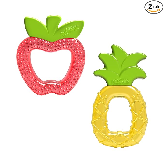 Dr. Brown's AquaCool Water-Filled Teether, Cooling Baby Teether Toy for Sore Gums, Apple Pineapple, BPA-Free, 3m+, 2-Pack