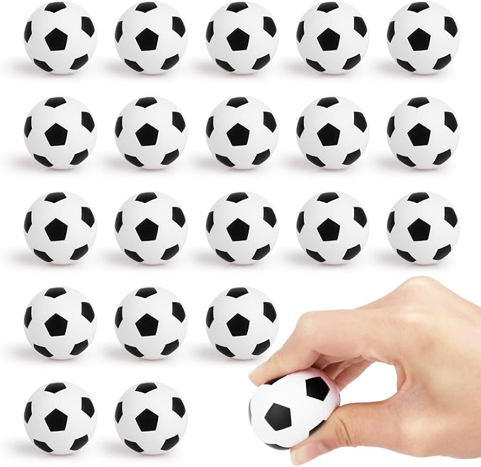 Mini Soccer Stress Balls 20 Packs Mini Soccer Foam Small Foam Squeeze Anxious Toy Sports Stress Ball for Kids School Carnival Reward Football Party Decorations Supplies