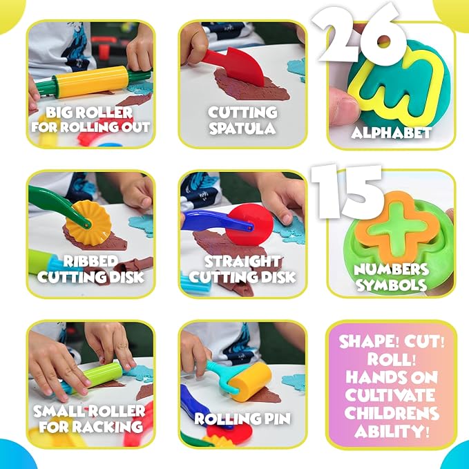 DIMROM Clay and Play Dough Tools Six Piece Set - Ages 3 & Up (47pcs)