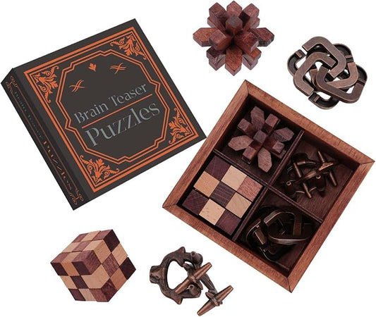 Brain Teaser Puzzles for Adults Teens - Brain Teaser Puzzles with Wooden Box 3D Puzzle Game Toys for Adults Teens - Unlock Interlocking Brain Teaser Puzzle Adults Teens IQ Education Smart Toys