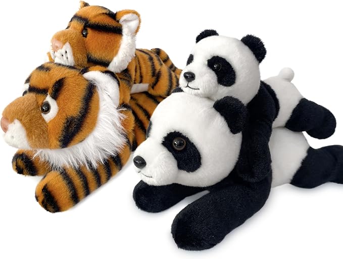 Panda Stuffed Animal for Kids,12 inch Realistic Animal Plush Toy Lying Down Posture Animals,Plush for Boys Girls Adult Birthday Hug Teaching(L-Panda)