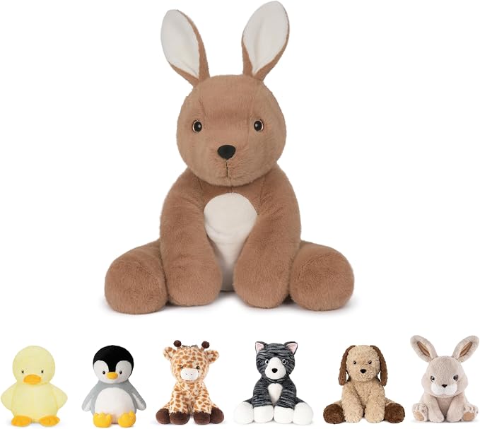 Niuniu Daddy 14" | 3.5 Pound Kangaroo Weighted Stuffed Animals for Kids & Adults, Large Weighted Plushies Pillow for Sleeping and Calming, Cute Sitting Plush Toy Huggable Gift for Everyday Comfort