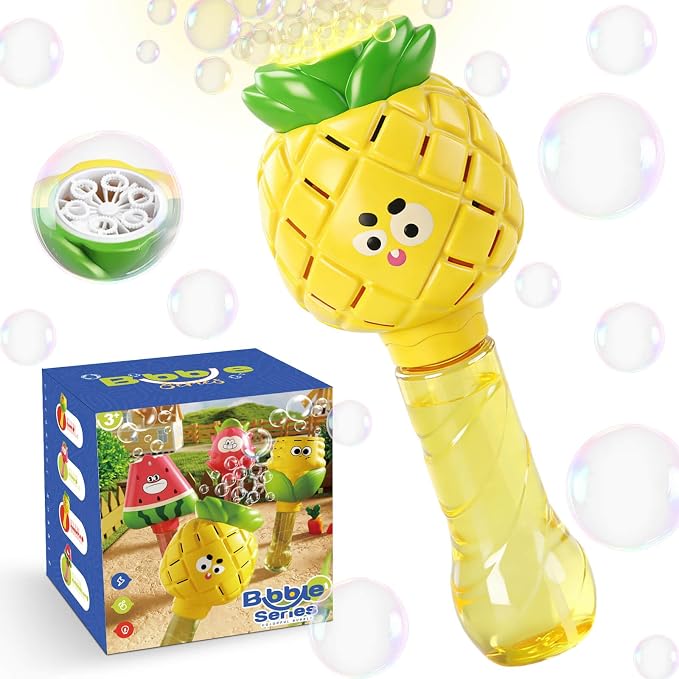 Aooess Bubble Wands for Kids Ages 3-5 Years Old: Automatic Bubble Machine for Kid, Light Up Bubble Wand Toddler Outdoor Toys, Summer Outdoor Party Birthday Gift for 3 4 5 6 7 8 Year Old Girls, Yellow