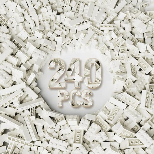 Bulk Building Bricks, Compatible with Lego and All Brands, 8 Sizes and A Variety of Colors to Mix and Match，Random Color (240, White)