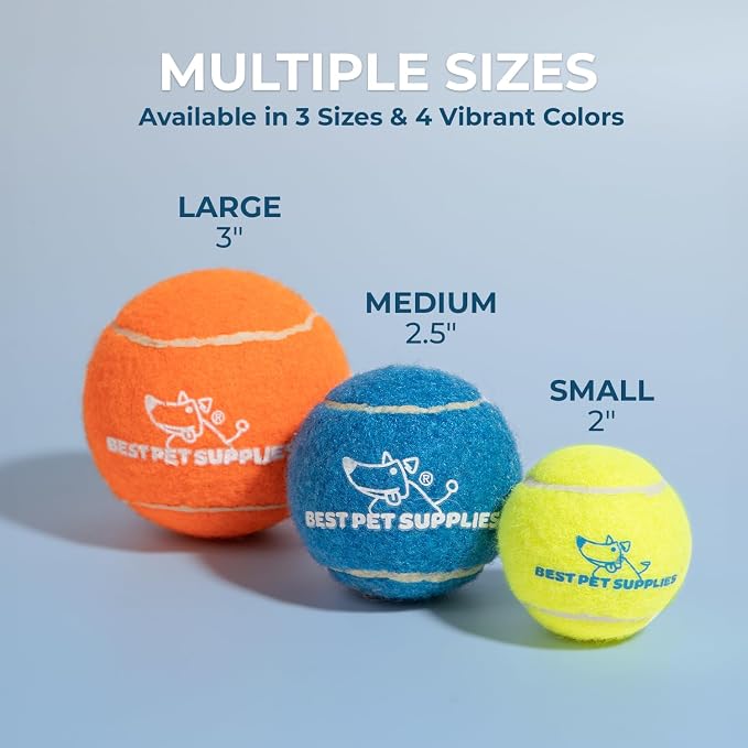 Best Pet Supplies Interactive Squeaky Dog Chew Toy, Ideal Dog Toys for Chewers, Small, Medium & Large Dogs, and Fetch Lovers - Tennis (Assorted Color), Large (Pack of 2)