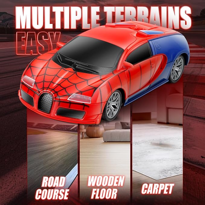 Aooess Remote Control Car Toy for Kids: Spider Rc Cars for Boys Age 4-7 Toy Cars for Boys Age 4-7 Racing Car Toys Spider Toys for Boy 4-6 Birthday Gift for 3 4 5 6 7 8 9 Year Old Boy Girls, Red
