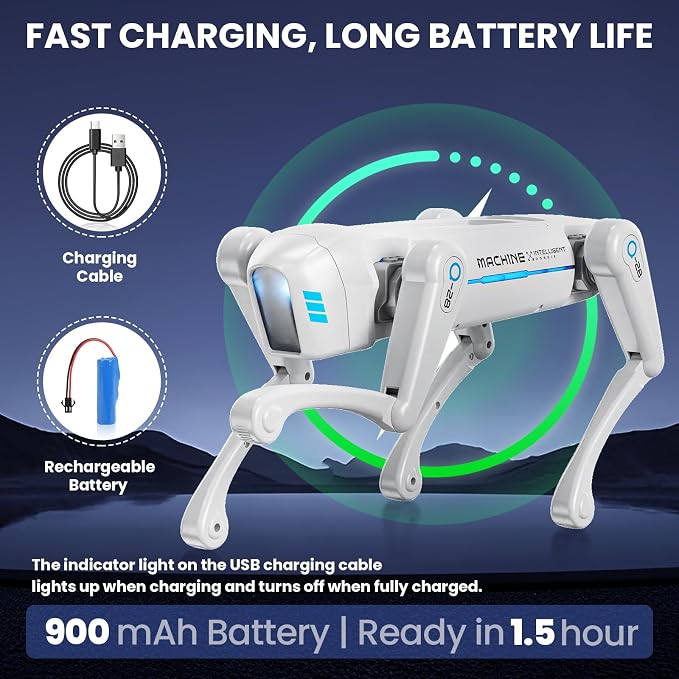 cxjoigxi Smart Robot Dog Toy, Interactive STEM Robotic Pet, Voice & Remote Control, App Programming, 30+ Actions, Bionic Walking, RC Dog Birthday Gifts for Kids Boys Girls Age 6+